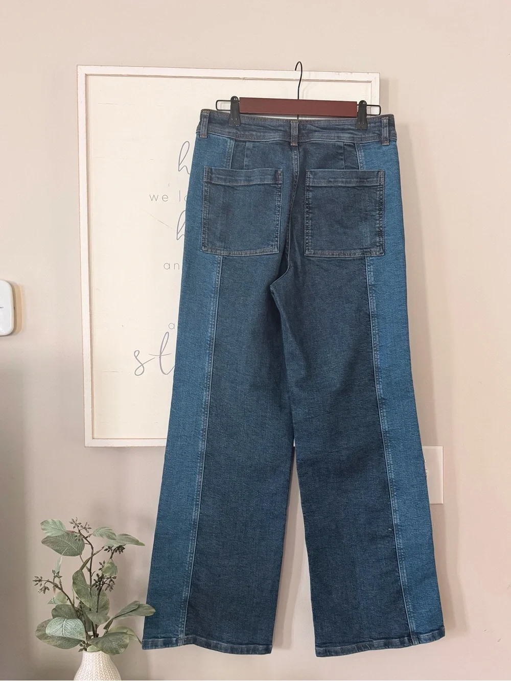 Chelsea And Violet Two Tone Dark Medium Wash Baggy Wide Leg Denim Jeans Size 6